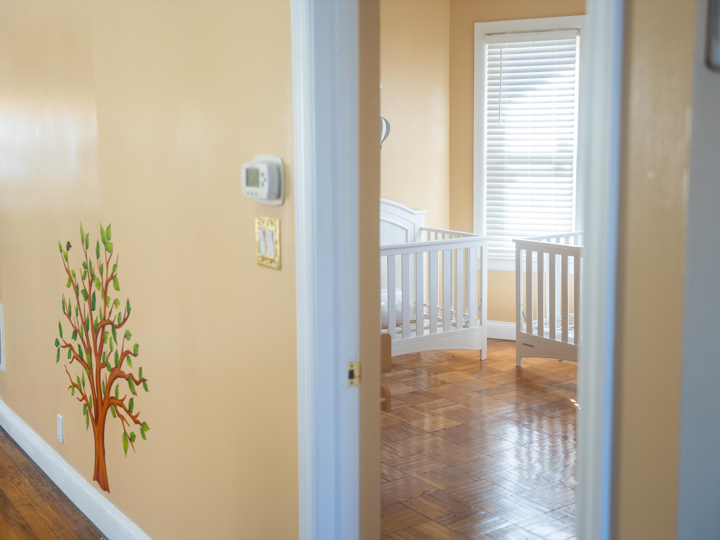 Warm hallway leading into the daycare rest area.